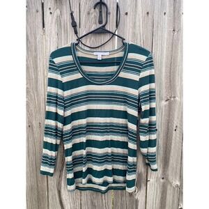 Threads 4 Thought Womens Nikita Yukon Stripe Feather Rib 3/4 Modal Top Size L